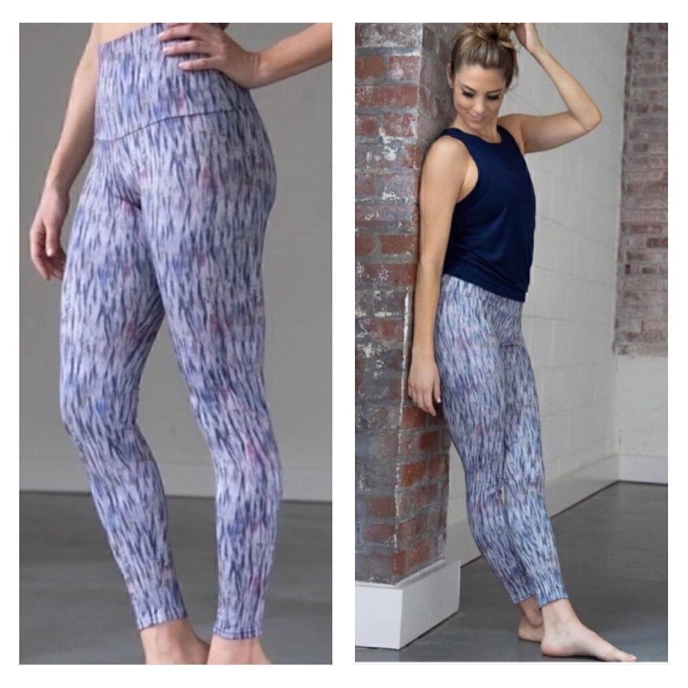 Emily Hsu Designs X Pure Barre hi rise watercolor print fitness workout leggings